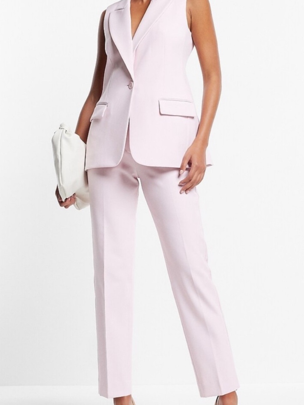 Express Sleeveless Blazer and Straight Pants - Light Pink